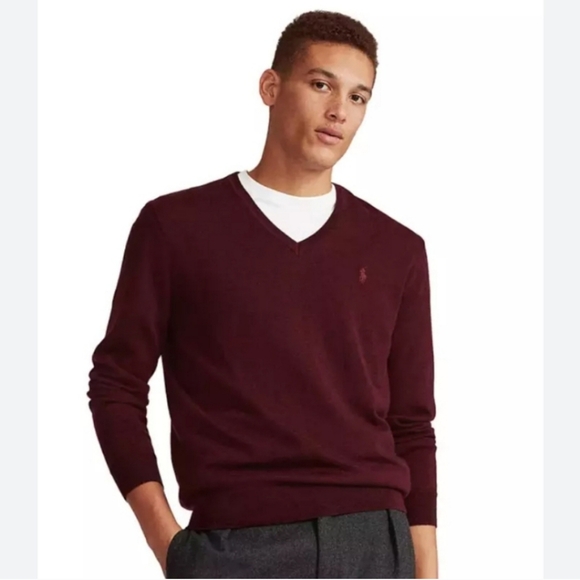 Polo Ralph Lauren "Pima Cotton" V Neck Sweater Mens Size S - Picture 1 of 9